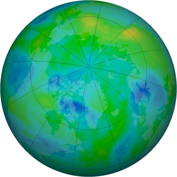 Arctic ozone map for 01 October 1986